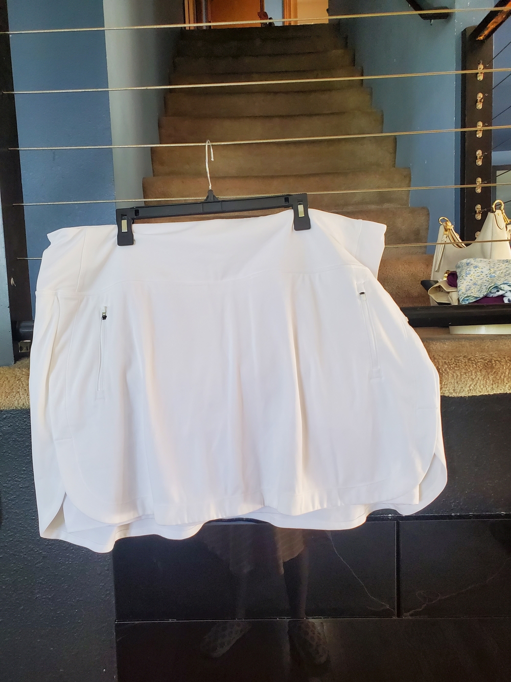 Athleta White Performance Skort with Zip Pockets and Wide Waistband